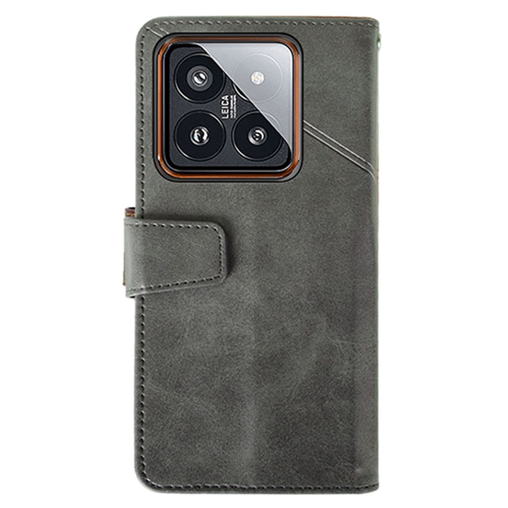 IDEWEI For Xiaomi 14 Pro Case Calf Texture Imprint Stand Wallet Cellphone Cover