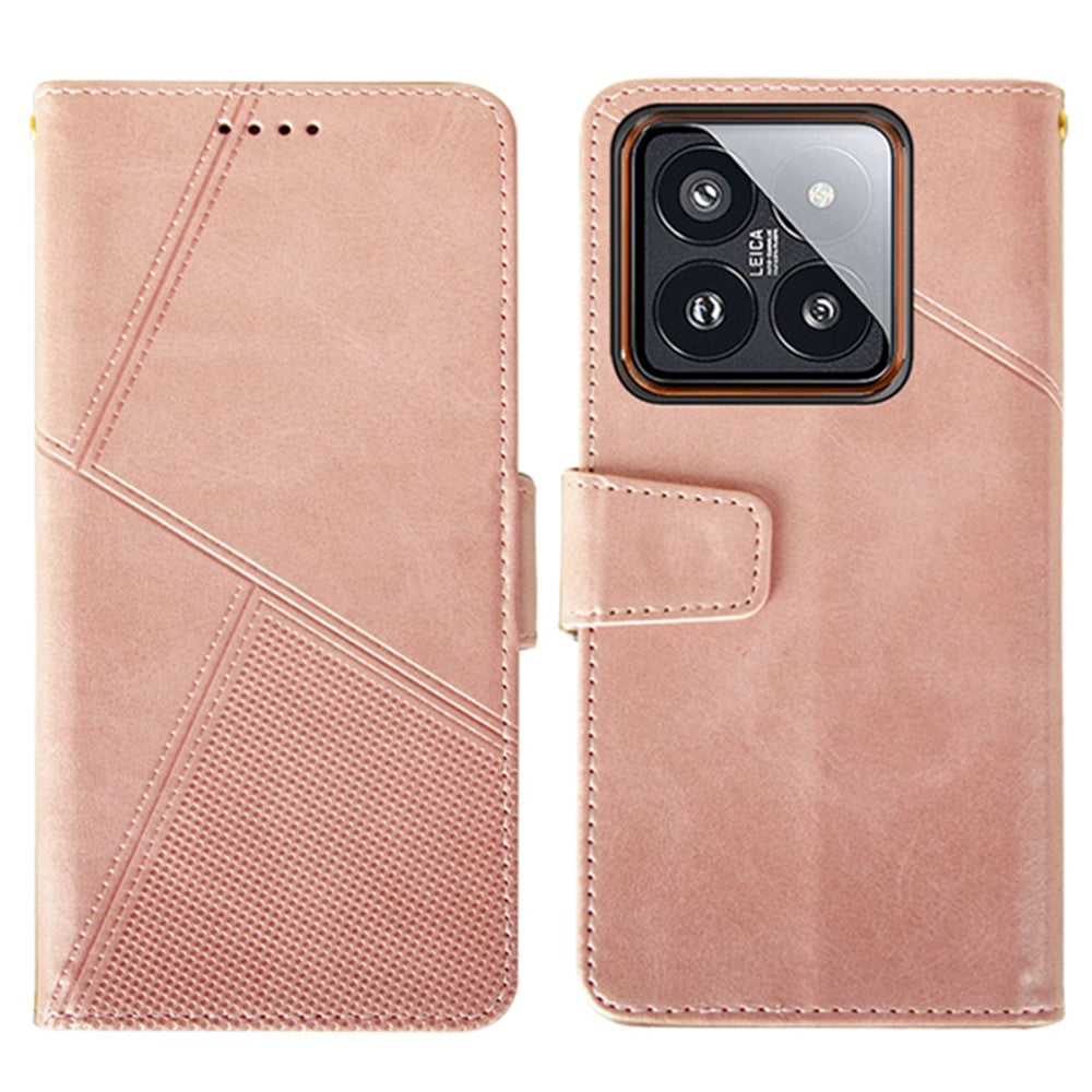IDEWEI For Xiaomi 14 Pro Case Calf Texture Imprint Stand Wallet Cellphone Cover
