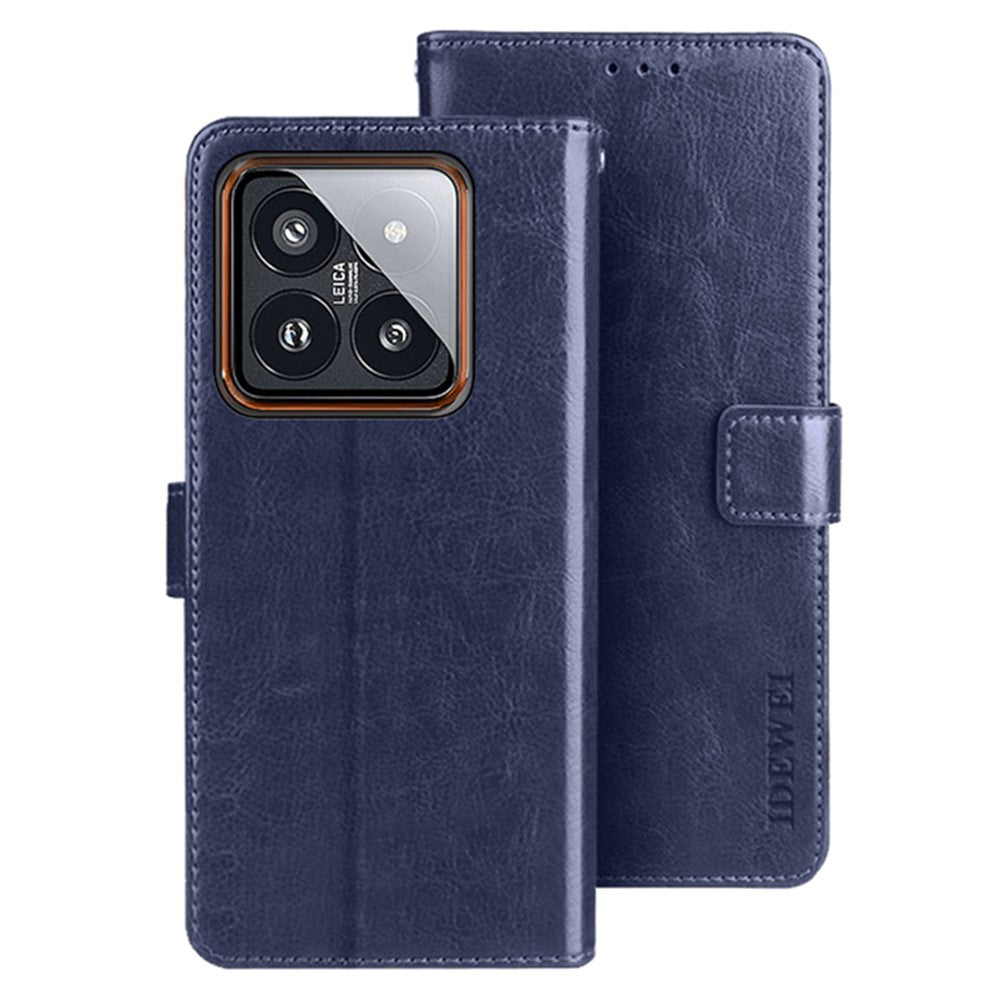 IDEWEI For Xiaomi 14 Pro Case Anti-Scratch Crazy Horse Texture Leather Wallet Phone Shell
