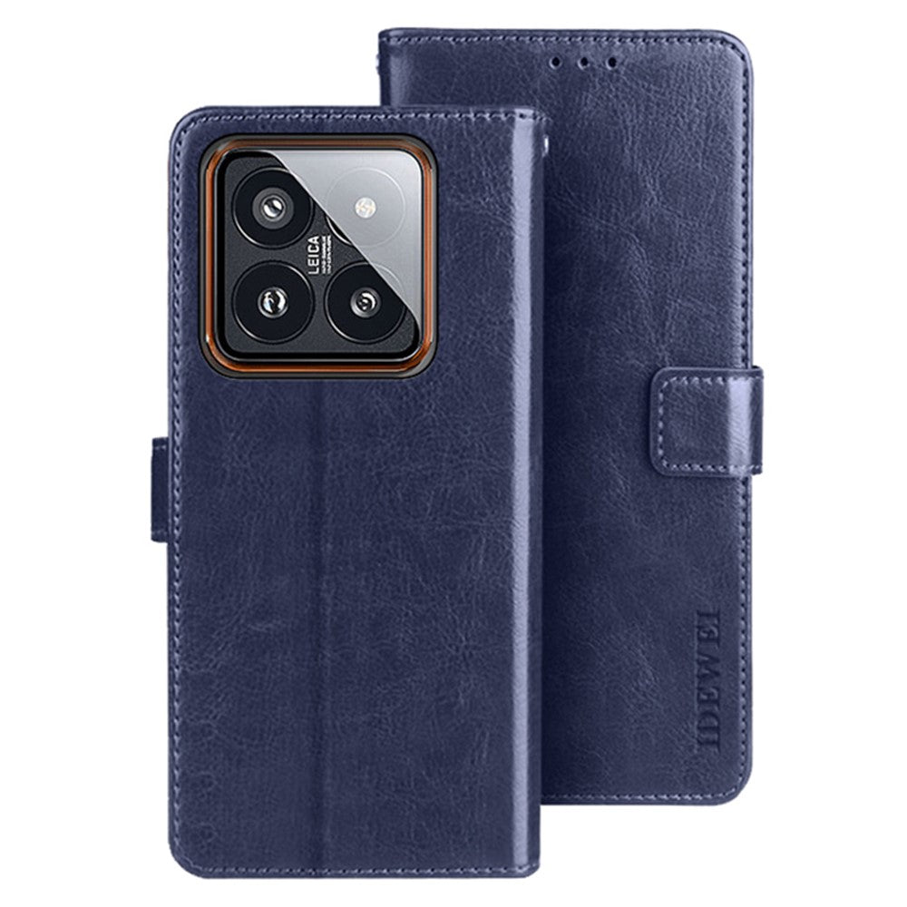 IDEWEI For Xiaomi 14 Case Shockproof Crazy Horse Texture Flip Leather Wallet Phone Cover