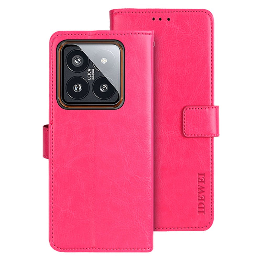 IDEWEI For Xiaomi 14 Case Shockproof Crazy Horse Texture Flip Leather Wallet Phone Cover