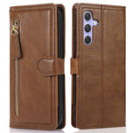 For Samsung Galaxy S24 Case Zipper Pocket PU Leather Viewing Stand Phone Cover