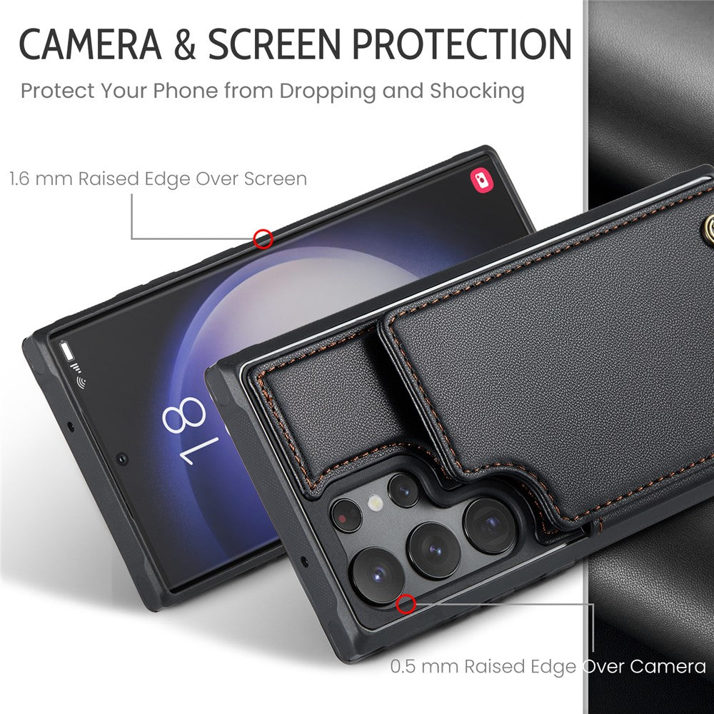 For Samsung Galaxy S22 Ultra 5G Phone Case CASEME C22 Leather Back Cover with RFID Blocking Card Slots