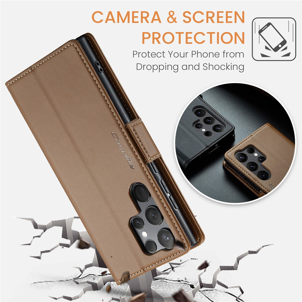 CASEME 023 Til Samsung Galaxy S24 Ultra Lædercover RFID Blockerende 3 Kortlomme Mobilcover