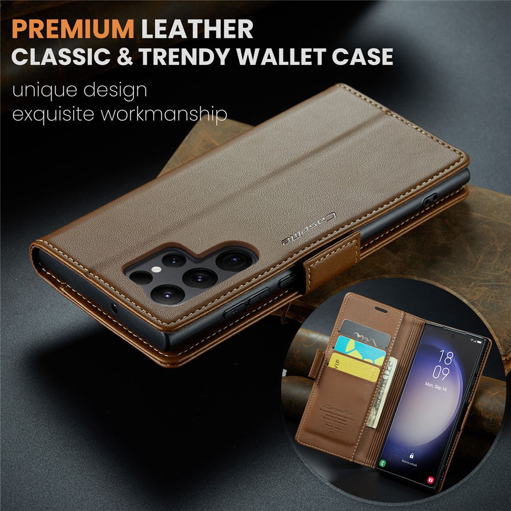 CASEME 023 Til Samsung Galaxy S24 Ultra Lædercover RFID Blockerende 3 Kortlomme Mobilcover