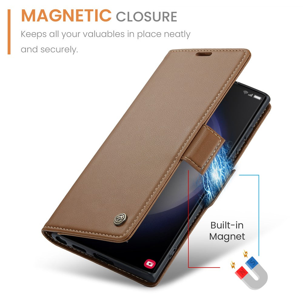 CASEME 023 Til Samsung Galaxy S24 Ultra Lædercover RFID Blockerende 3 Kortlomme Mobilcover