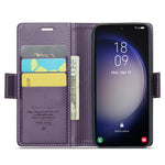 For Samsung Galaxy S24 Leather Case CASEME 023 RFID Blocking 3 Card Slot Mobile Cover