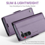 For Samsung Galaxy S24 Leather Case CASEME 023 RFID Blocking 3 Card Slot Mobile Cover