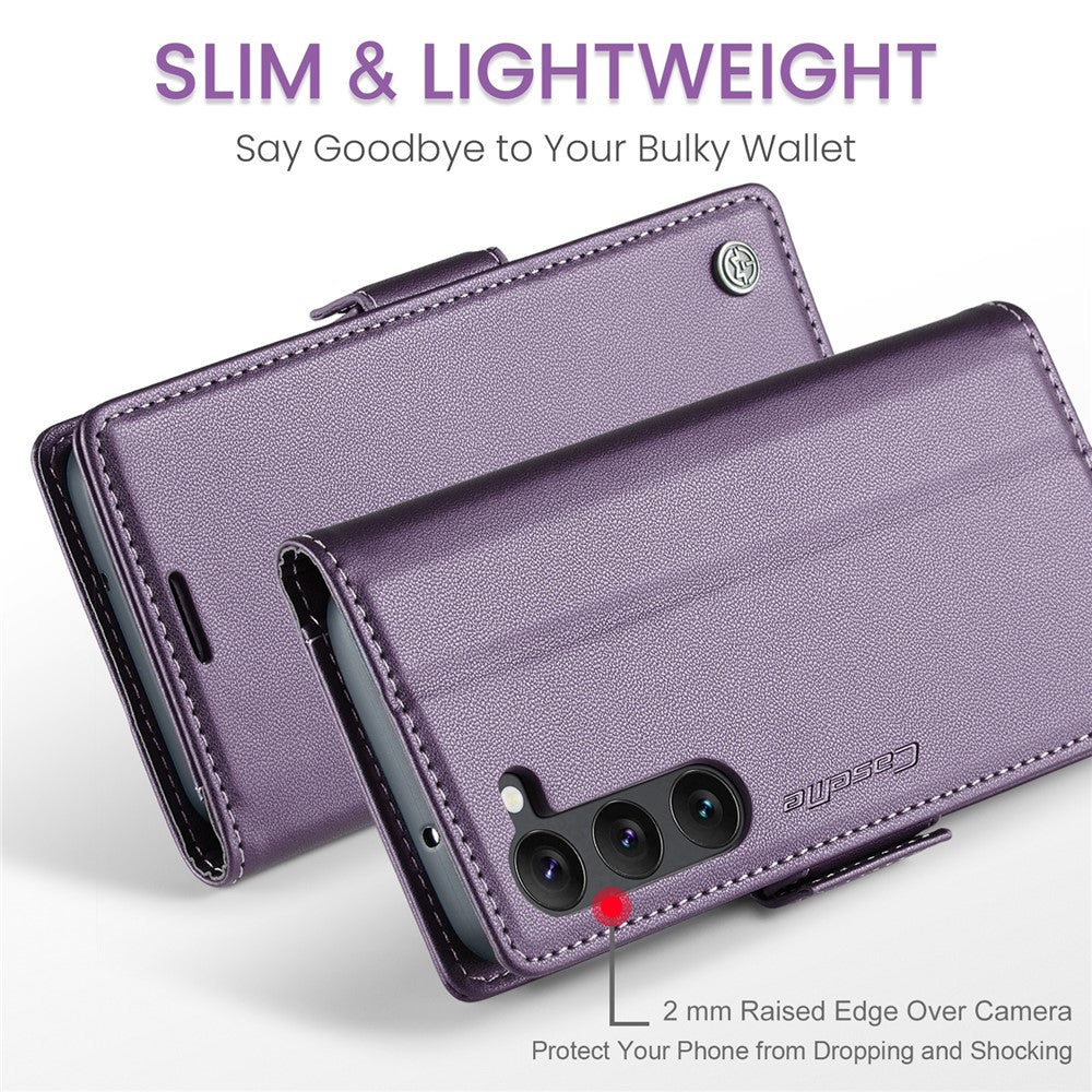 For Samsung Galaxy S24 Leather Case CASEME 023 RFID Blocking 3 Card Slot Mobile Cover