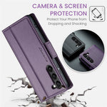 For Samsung Galaxy S24 Leather Case CASEME 023 RFID Blocking 3 Card Slot Mobile Cover