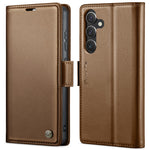 For Samsung Galaxy S24 Leather Case CASEME 023 RFID Blocking 3 Card Slot Mobile Cover