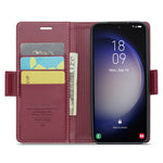 Läderfodral för Samsung Galaxy S24+ CASEME 023 RFID-blockerande mobilskal med 3 kortplatser