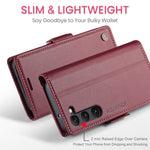 Läderfodral för Samsung Galaxy S24+ CASEME 023 RFID-blockerande mobilskal med 3 kortplatser