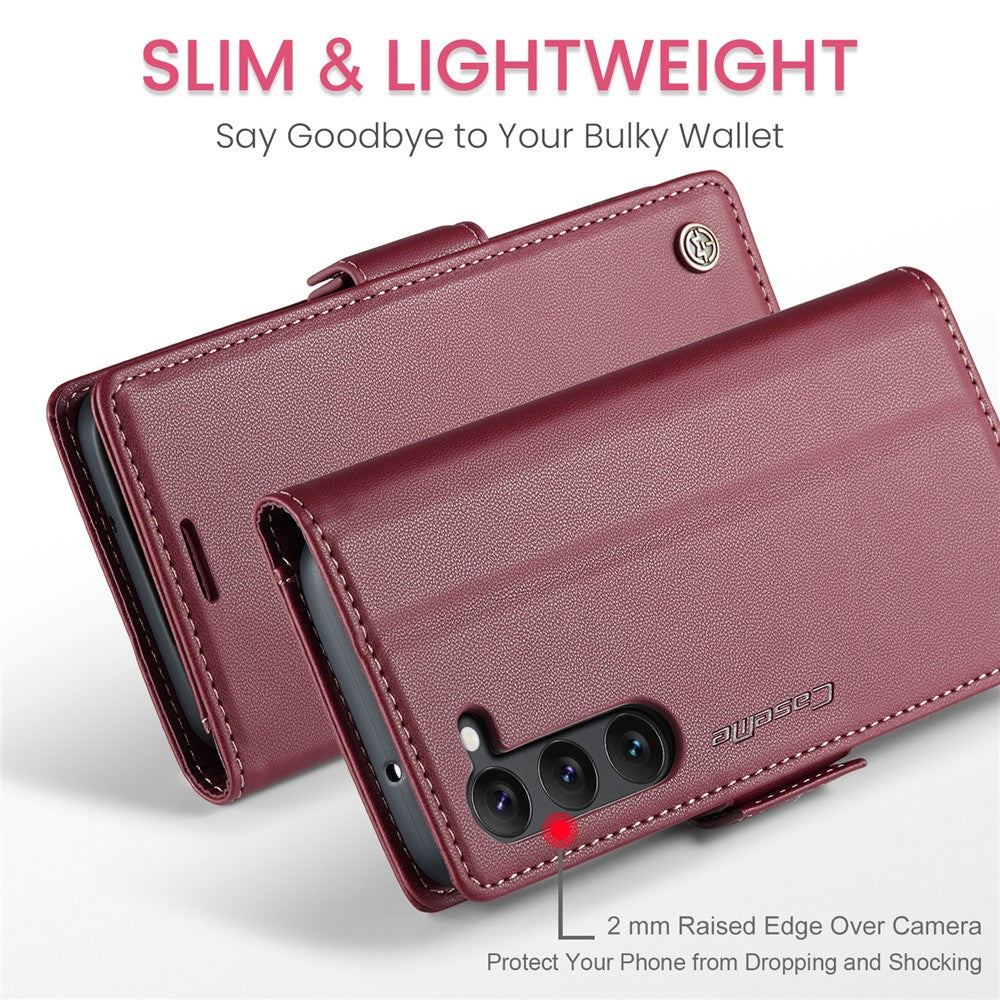 Läderfodral för Samsung Galaxy S24+ CASEME 023 RFID-blockerande mobilskal med 3 kortplatser