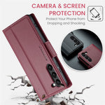 Läderfodral för Samsung Galaxy S24+ CASEME 023 RFID-blockerande mobilskal med 3 kortplatser