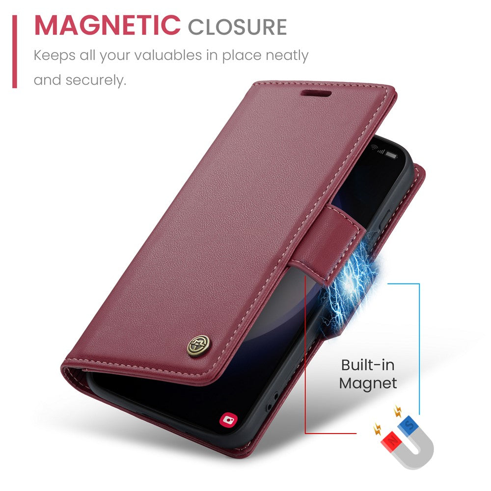 Läderfodral för Samsung Galaxy S24+ CASEME 023 RFID-blockerande mobilskal med 3 kortplatser