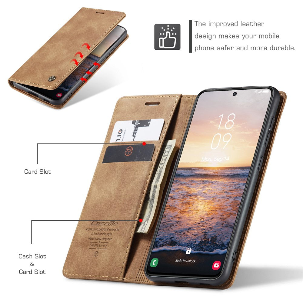 CASEME 013 Series For Samsung Galaxy S24+ Case PU Leather Wallet Mobile Phone Protector