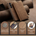 CASEME 013 Series For Samsung Galaxy S24+ Case PU Leather Wallet Mobile Phone Protector