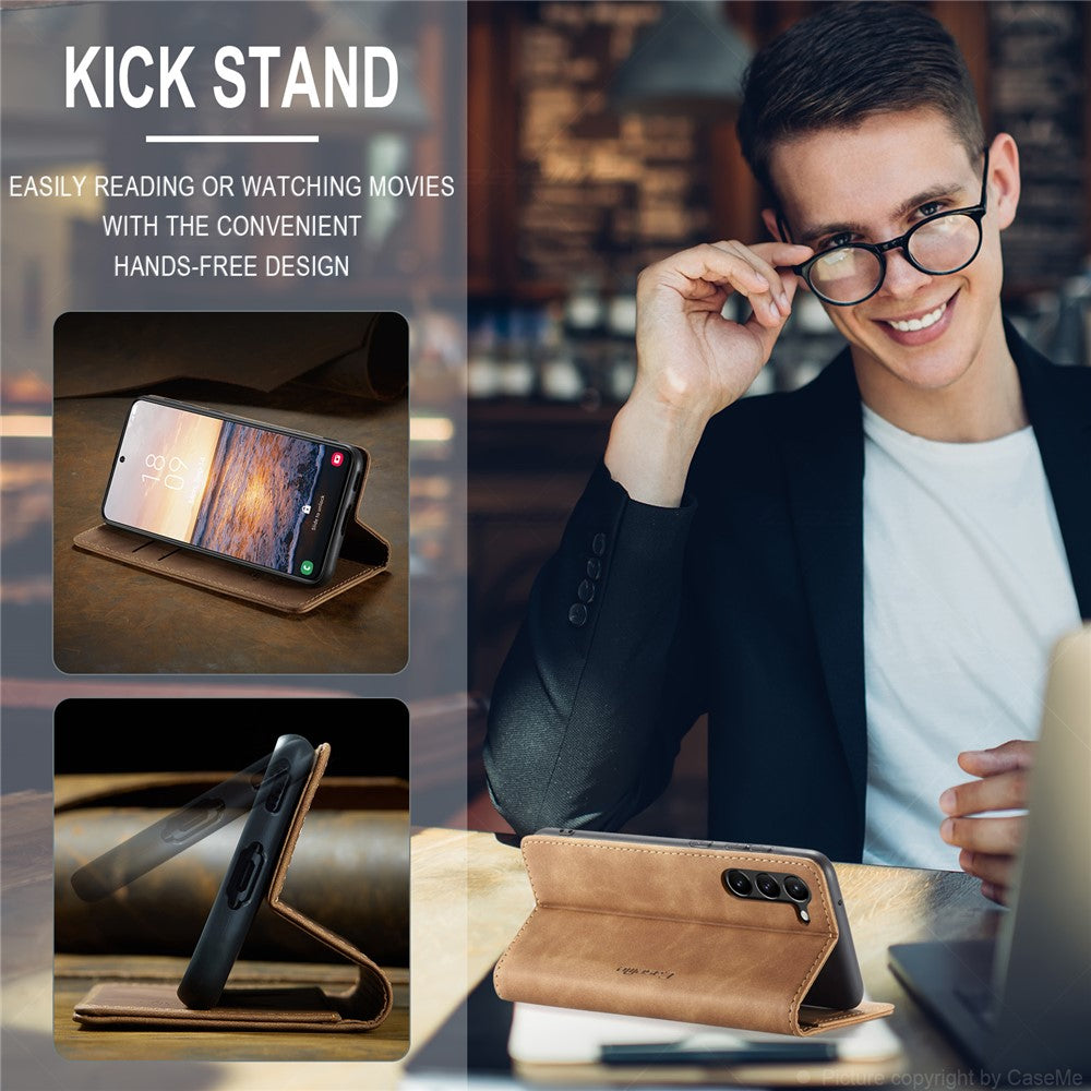 CASEME 013 Series For Samsung Galaxy S24+ Case PU Leather Wallet Mobile Phone Protector