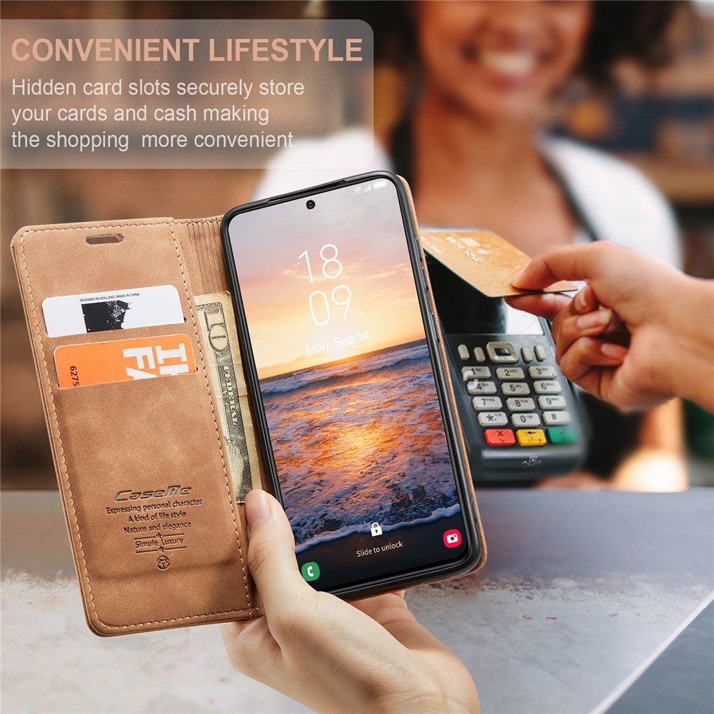 CASEME 013-serien cover til Samsung Galaxy S24+ – pung i PU-læder til mobiltelefonbeskyttelse