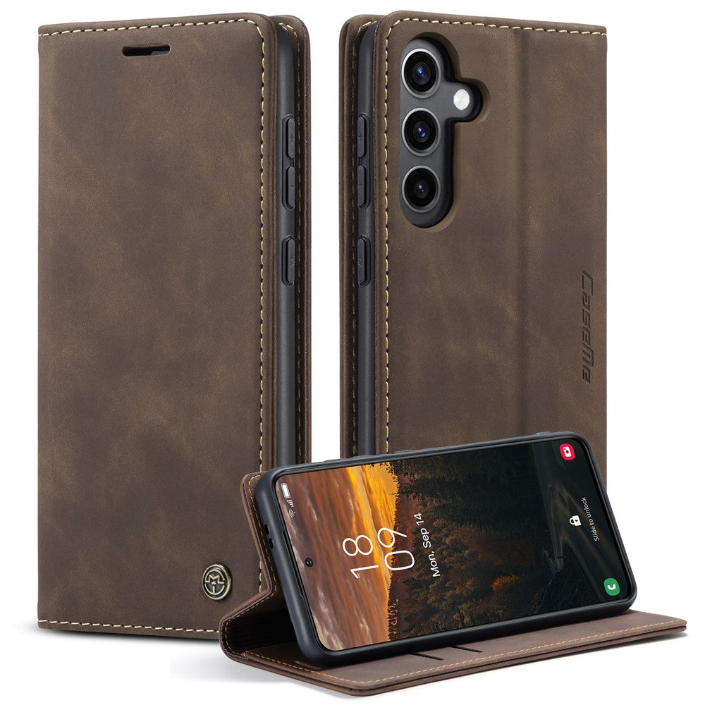 CASEME 013 Series For Samsung Galaxy S24+ Case PU Leather Wallet Mobile Phone Protector