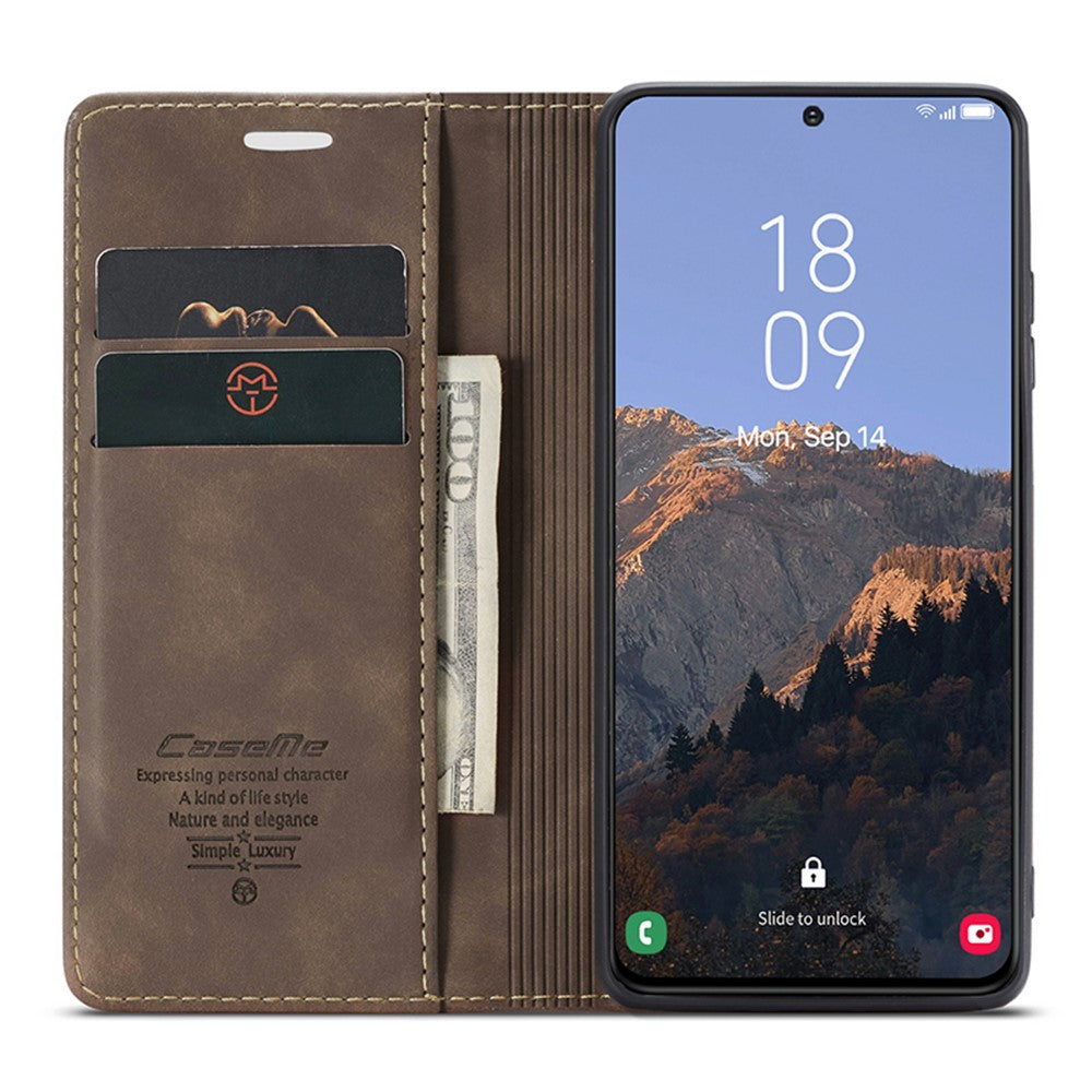 CASEME 013 Series For Samsung Galaxy S24 Case Anti-drop PU Leather Stand Cellphone Protector