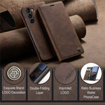 CASEME 013 Series For Samsung Galaxy S24 Case Anti-drop PU Leather Stand Cellphone Protector