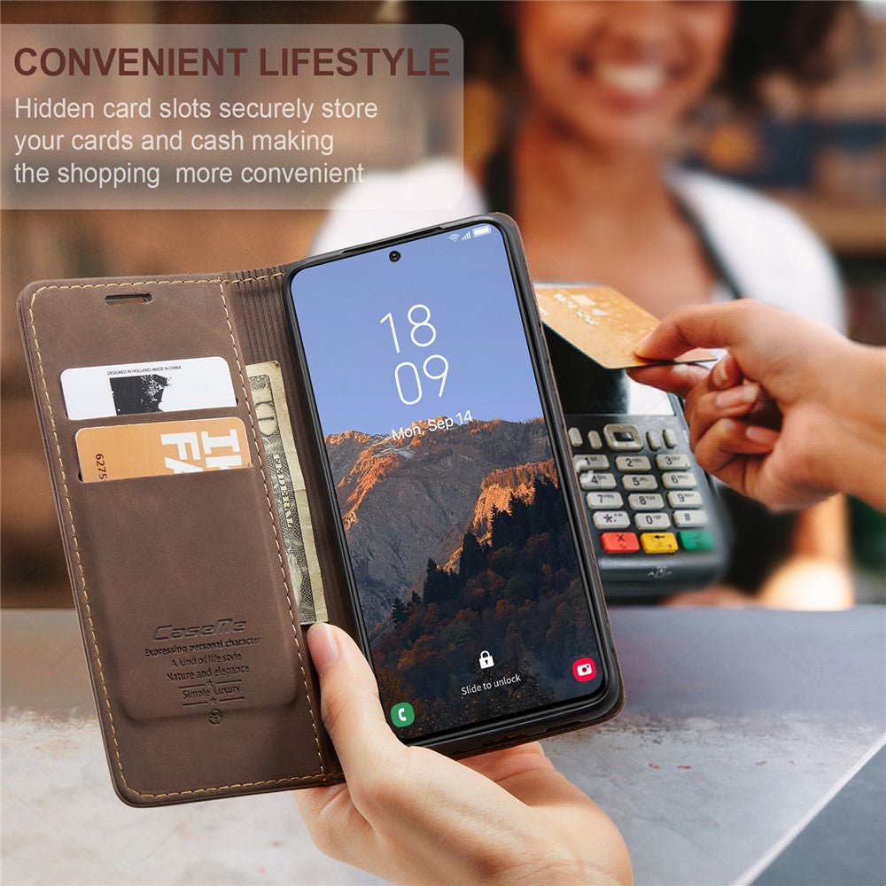 CASEME 013 Series For Samsung Galaxy S24 Case Anti-drop PU Leather Stand Cellphone Protector