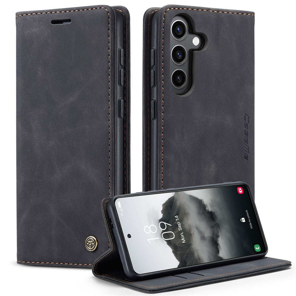 CASEME 013 Series For Samsung Galaxy S24 Case Anti-drop PU Leather Stand Cellphone Protector