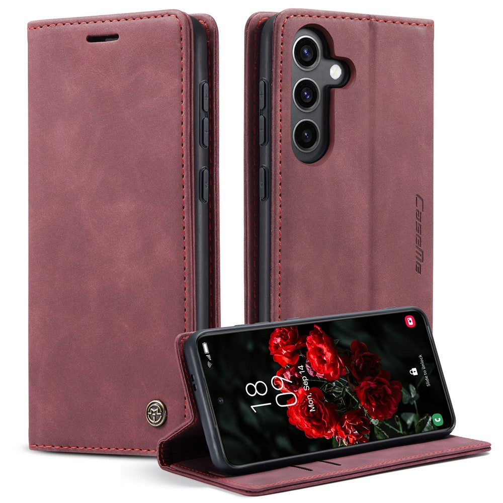 CASEME 013 Series For Samsung Galaxy S24 Case Anti-drop PU Leather Stand Cellphone Protector