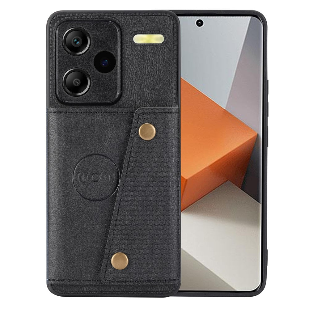 For Xiaomi Redmi Note 13 Pro+ 5G Case Kickstand Leather Coated TPU Phone Cover with Card Holder