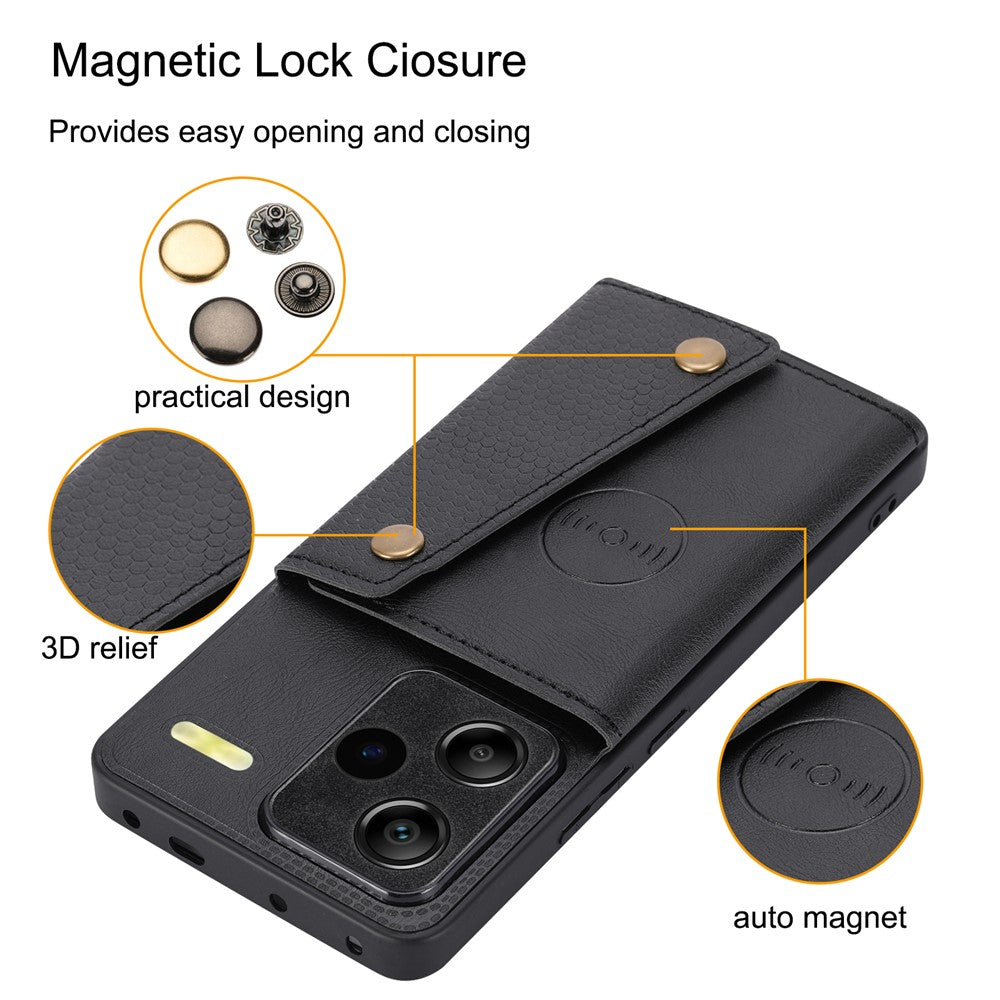 For Xiaomi Redmi Note 13 Pro+ 5G Case Kickstand Leather Coated TPU Phone Cover with Card Holder