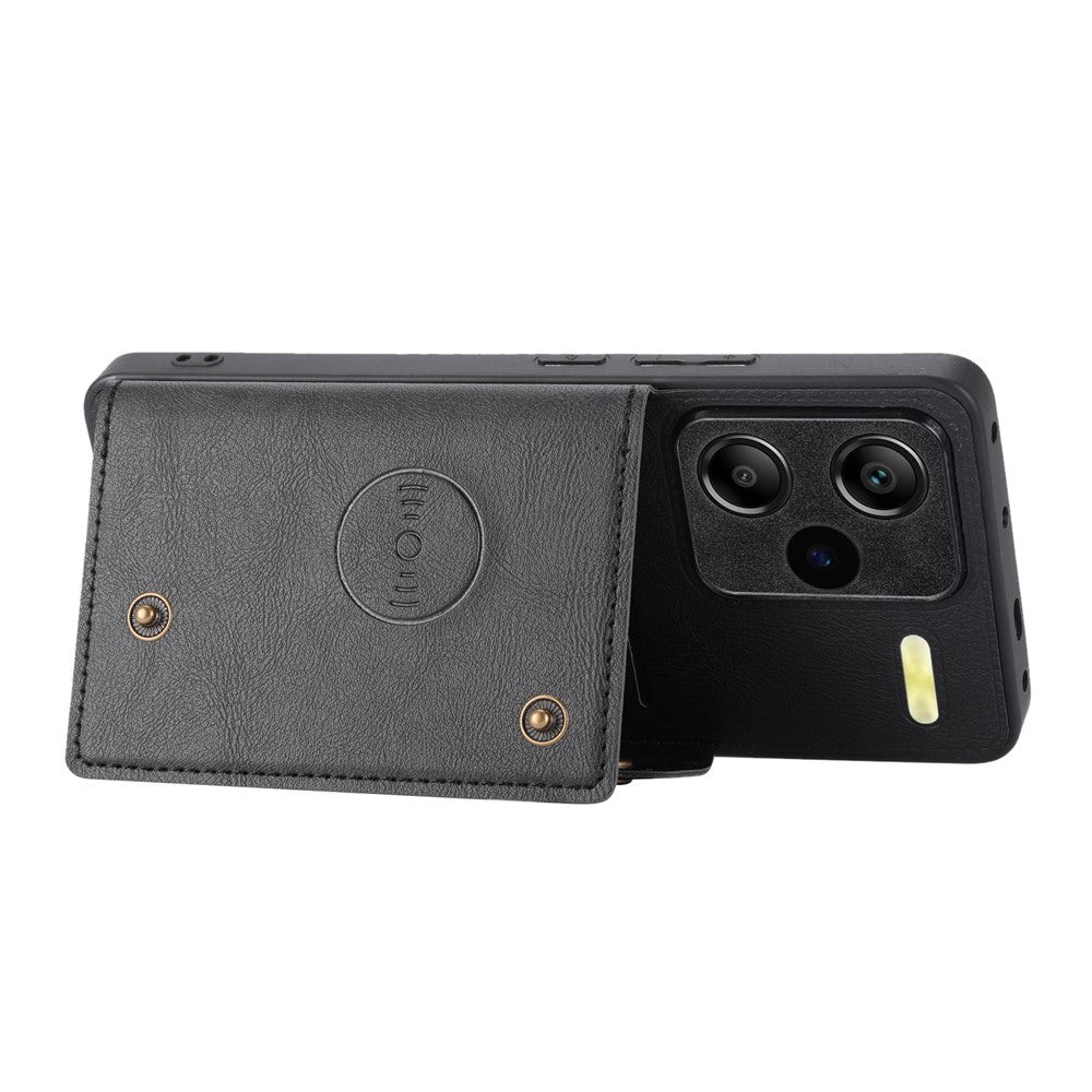 For Xiaomi Redmi Note 13 Pro+ 5G Case Kickstand Leather Coated TPU Phone Cover with Card Holder