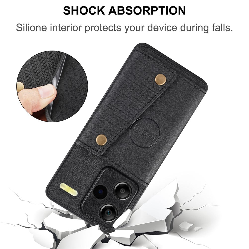 For Xiaomi Redmi Note 13 Pro+ 5G Case Kickstand Leather Coated TPU Phone Cover with Card Holder
