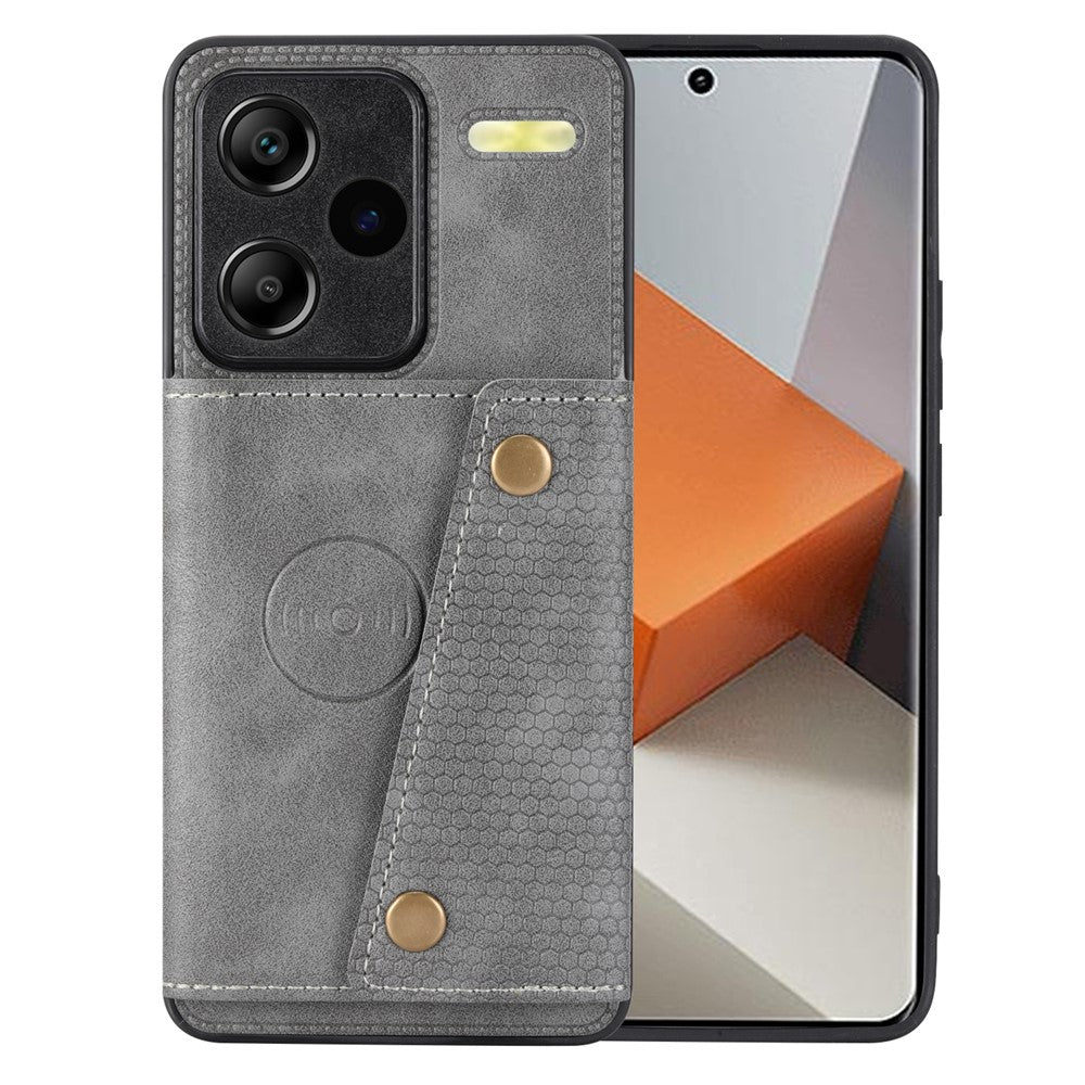 Xiaomi Redmi Note 13 Pro+ 5G-skal med stativ, läderbelagt TPU-mobilskal med korthållare