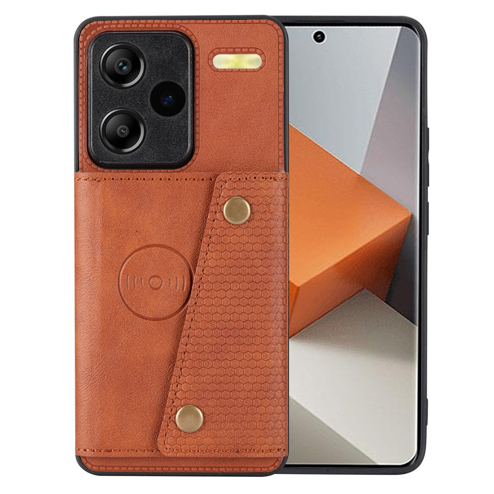 For Xiaomi Redmi Note 13 Pro+ 5G Case Kickstand Leather Coated TPU Phone Cover with Card Holder