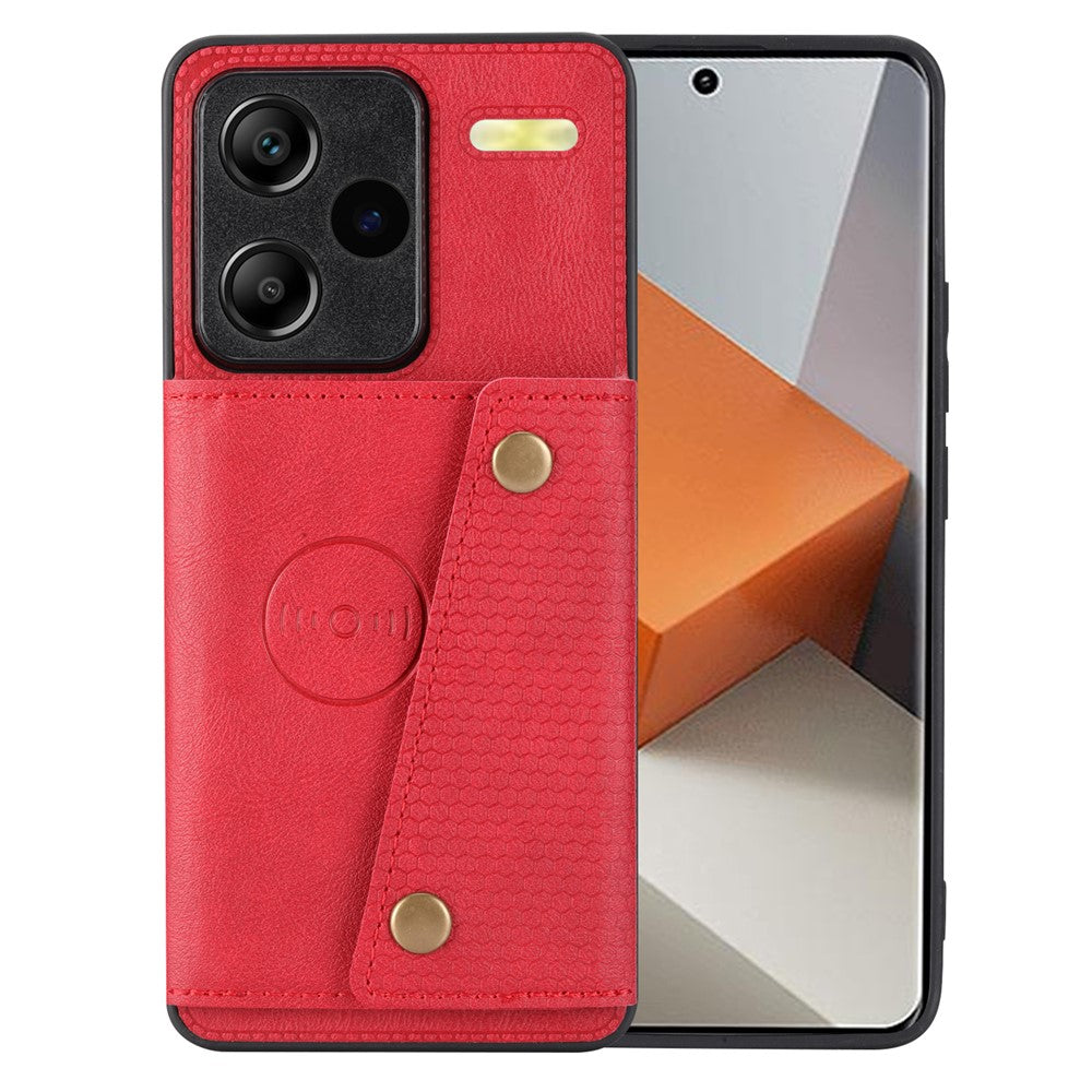 Xiaomi Redmi Note 13 Pro+ 5G-skal med stativ, läderbelagt TPU-mobilskal med korthållare