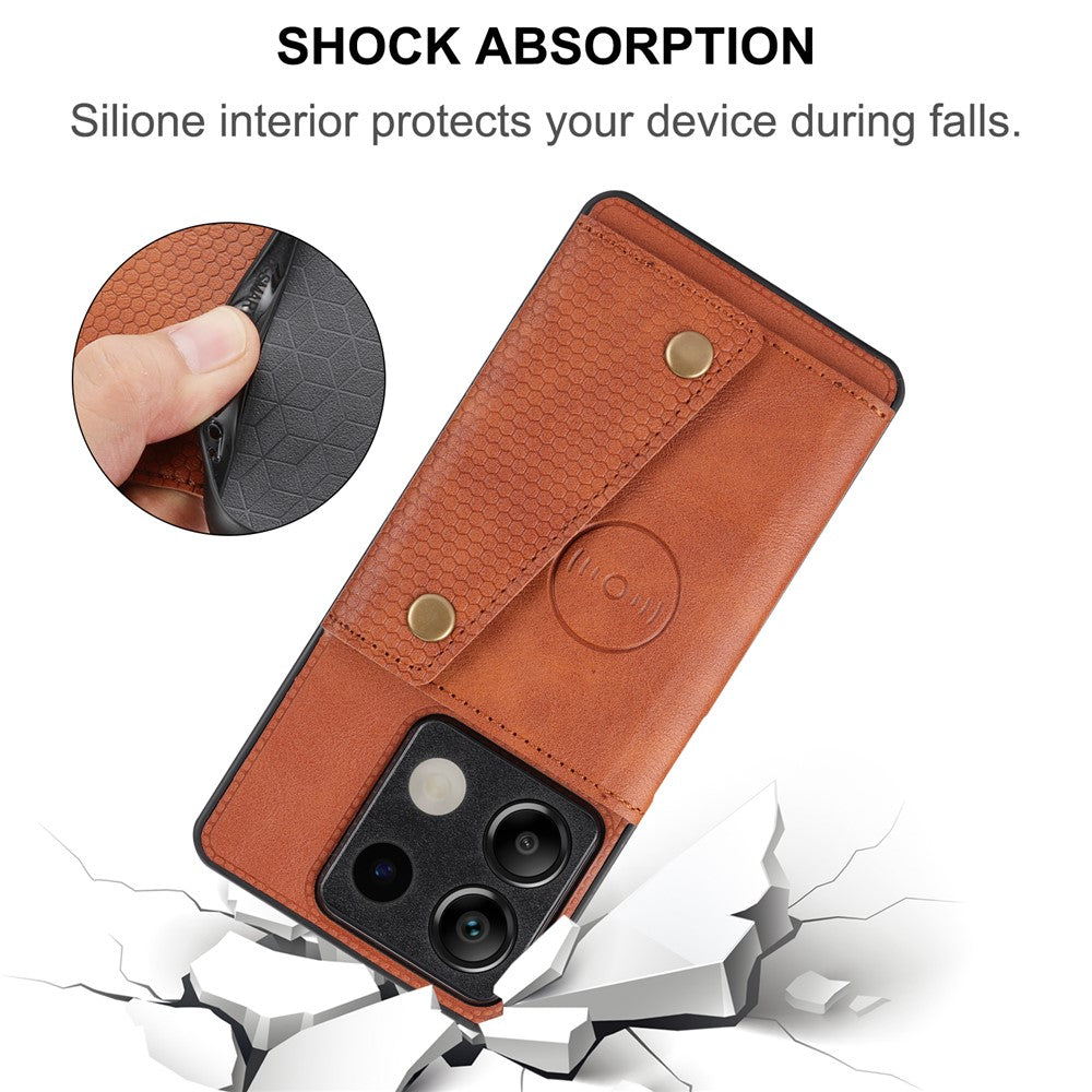For Xiaomi Redmi Note 13 5G Case PU Leather + TPU Anti-Fall Phone Cover with Card Holder