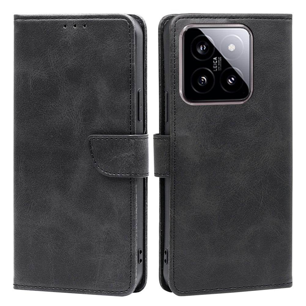 For Xiaomi 14 Case Magnetic Clasp Anti-Scratch Calf Texture PU Leather Phone Cover