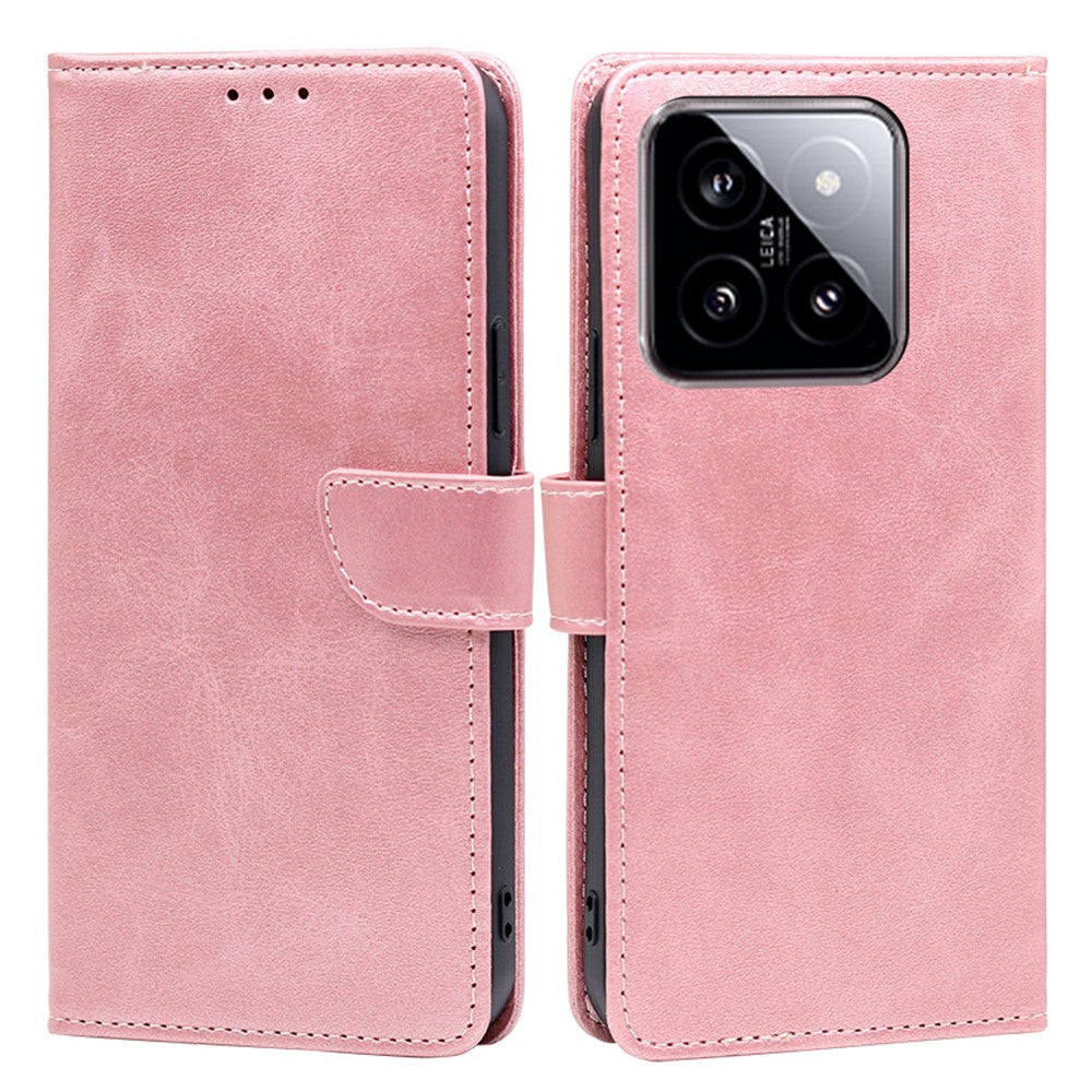For Xiaomi 14 Case Magnetic Clasp Anti-Scratch Calf Texture PU Leather Phone Cover