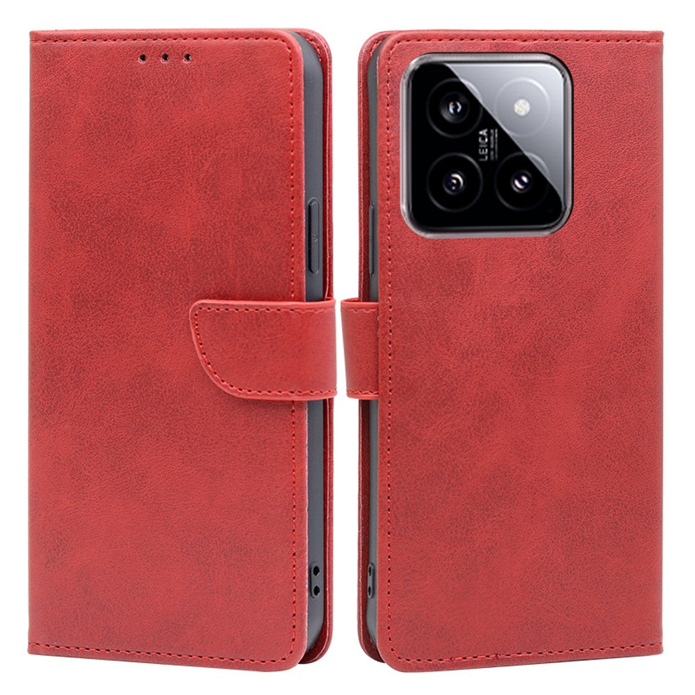 For Xiaomi 14 Case Magnetic Clasp Anti-Scratch Calf Texture PU Leather Phone Cover
