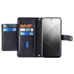 For Xiaomi 14 Pro Leather Case Card Holder Stand Phone Cover with 2 Straps