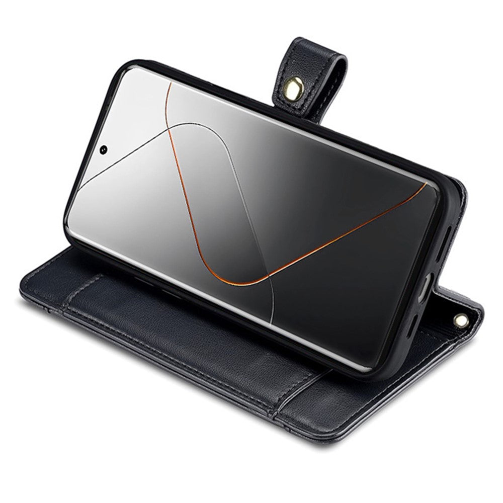 For Xiaomi 14 Pro Leather Case Card Holder Stand Phone Cover with 2 Straps