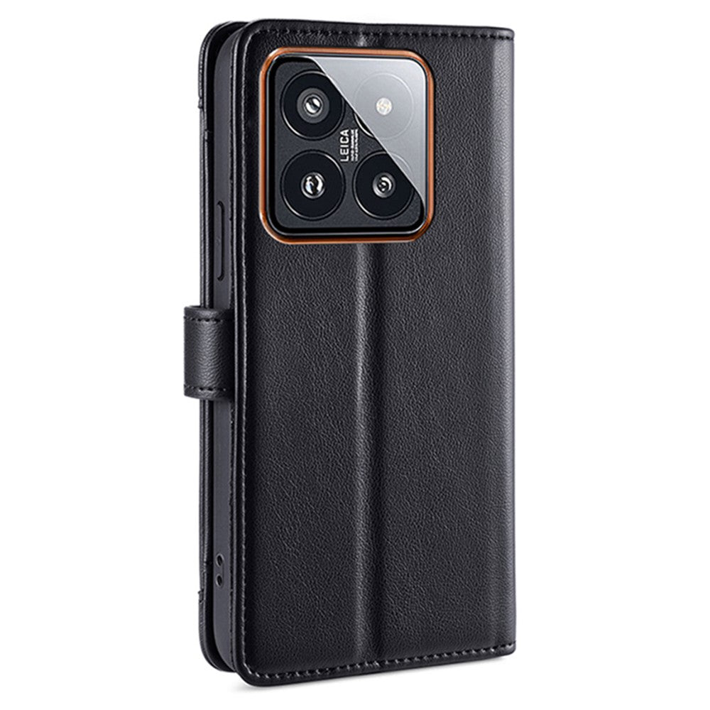 For Xiaomi 14 Pro Leather Case Card Holder Stand Phone Cover with 2 Straps