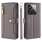 For Xiaomi 14 Pro Leather Case Card Holder Stand Phone Cover with 2 Straps
