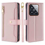 For Xiaomi 14 Pro Leather Case Card Holder Stand Phone Cover with 2 Straps