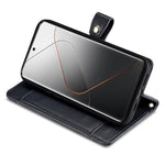 For Xiaomi 14 Case Card Slots Zipper Wallet Leather Cover with 2 Straps