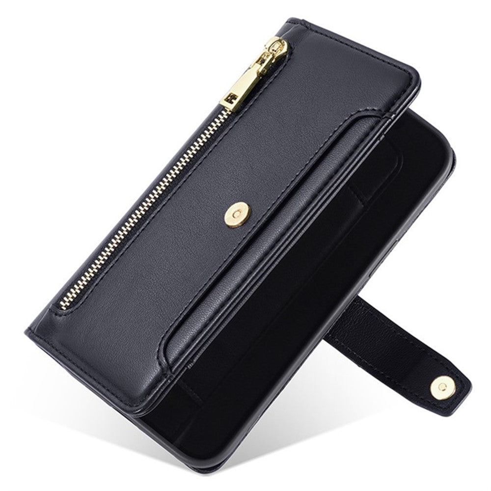 For Xiaomi 14 Case Card Slots Zipper Wallet Leather Cover with 2 Straps