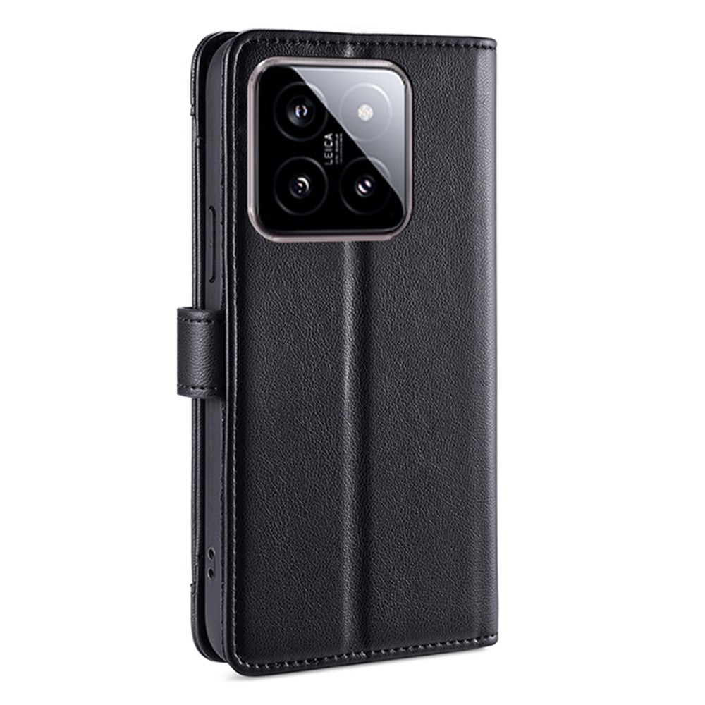 For Xiaomi 14 Case Card Slots Zipper Wallet Leather Cover with 2 Straps