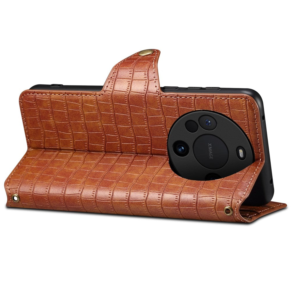 For Huawei Mate 60 Case Crocodile Texture Phone Cover with Wallet Stand